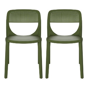 WestinTrends Playa Modern Stackable Plastic Resin Patio Dining Side Chair (Set of 2) - 1 of 4