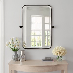 Wooakway 2-Piece 36"H Rectangle Bathroom Mirror Sets with Pivoting Design Metal Frame for Vanity Living Room Bedroom Entryway Black - 1 of 4