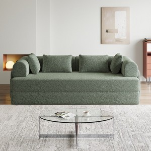 GDFStudio Sucrose Modern Multi-Functional 78.7'' Chenille Upholstered Convertible Sofa Bed with Cylindrical Pillow - 1 of 4