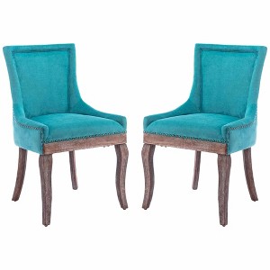 QingMoon Dining Chairs Set of 2, Solid Wood Fabric Upholstered Kitchen Chairs Wingback Accent Chairs with Nailhead Trim for Dining Room - 1 of 4