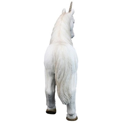 Mystical White Resin Unicorn Garden Statue, 16 Inches