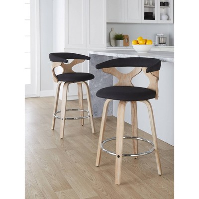 Set of 2 Gardenia Counter Height Barstools - LumiSource: Swivel, Upholstered, Foam-Filled