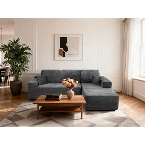 Cloud Plush Corduroy L-Shaped Modular Sectional Sofa with Chaise Lounge, No Assembly, and Plush Fabric - 1 of 4