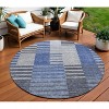 Denim Blue And Navy Blue Striped Washable Indoor Outdoor Area Rug - 2 of 4