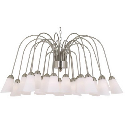 360 Lighting Perrone 48" Brushed Nickel 24-Light Modern Chandelier