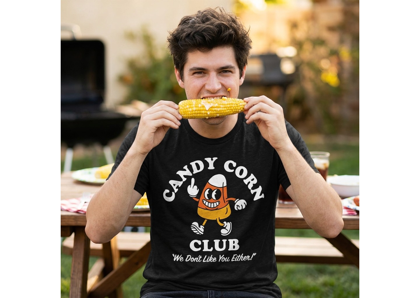 Мужская футболка Crazy Dog T-Shirts, Inc. Funny T Shirts Candy Corn Club Halloween Candy Tee For Men, цвет: Чёрный — фото 4