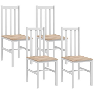 HOMCOM Dining Chairs Set, Pine Wood Kitchen Chairs with Slat Back, Farmhouse Dining Room Chairs