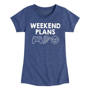 Girls' - Instant Message - Weekend Plans Fitted Short Sleeve Graphic T-Shirt - 1 of 4