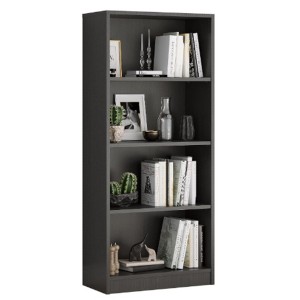 Infurnic Decorative Bookshelf, Tall Modern Wood Bookshelf with 4 Shelves, for Living Room or Library Bookcase, Gray, 11.6"*24.4"*55.9" - 1 of 4