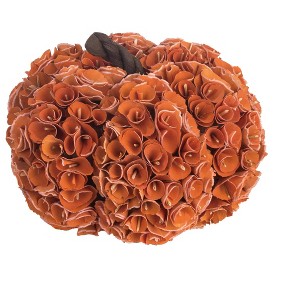 Transpac Wood 8.5 in. Orange Harvest Rosette Pumpkin - 1 of 4