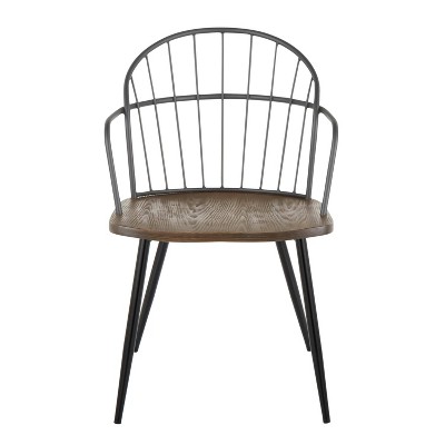 Riley Dark Brown Metal Spindle-Back Arm Chair Set