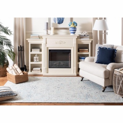 Light Blue and Ivory Hand-Tufted Wool Area Rug, 5' x 8'