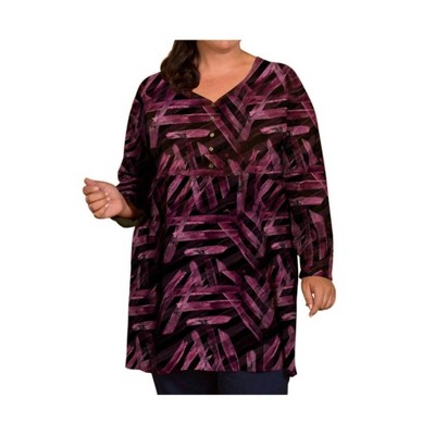 Women's Des Fleurs Babydoll Long Sleeve Top - Plus - On The Plus Side