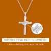 GILDED Small Natural Round-Cut Diamond Accent 3 Stone Cross Pendant in 14KT Yellow Gold Plated & Sterling Silver, 18 Inch Chain - 4 of 4
