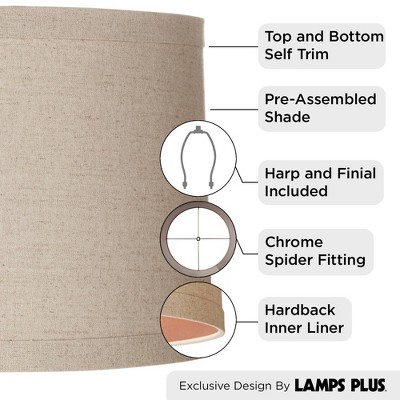 Natural Linen Medium Drum Lamp Shade with Taupe Liner