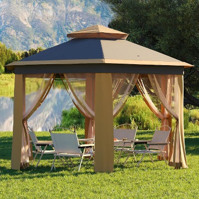 Pop Up Gazebo Screen Tent, Hexagonal Instant Gazebo Tents with Mosquito Netting Outdoor Canopy, 6 Sided Sun Shelter 13x13ft with Mesh Netting