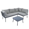 Isabel 3-piece L-Shape All Weather Patio Sectional Sofa Set, Metal Frame Conversation Set, Outdoor Furniture Near Me - Maison Boucle - 2 of 4