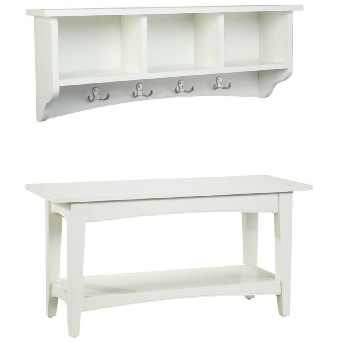 Shaker Cottage Storage Coat Hook with Bench Set - Alaterre Furniture - thumbnail 7