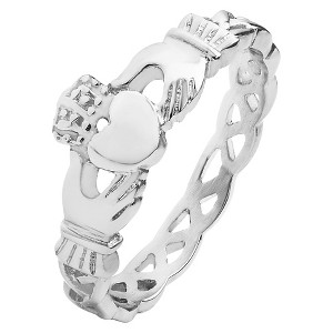 ELYA Stainless Steel Claddagh Ring with Celtic Knot Eternity Design (3mm), Women