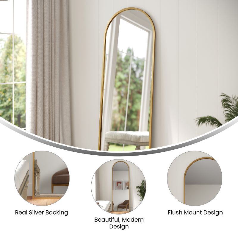Flash Furniture Mila Arched Metal Framed Wall Mirror for Hallways, Entryways, Dining and Living Rooms, 5 of 11