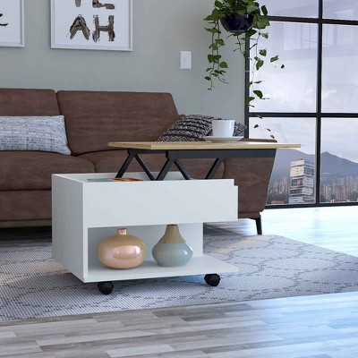NicBex Wooden Lift Top Coffee Table with Storage & Casters,Minimalist End Table,Center Table for Living Room