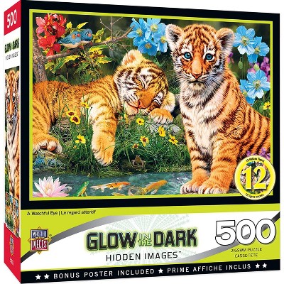 MasterPieces Inc A Watchful Eye 500 Piece Hidden Images Glow In The Dark Jigsaw Puzzle