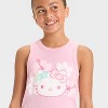 Girls' Hello Kitty Tropical Floral Lettuce Edge Graphic Tank Top - Light Pink - 2 of 4