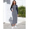 Coolmee Women's Casual Long Sleeve Side Slit Pullover Maxi Hoodie Dress Slim Striped Long Dresses with Pockets - 2 of 4