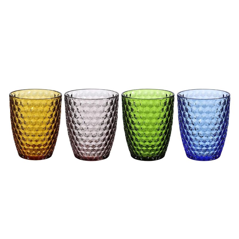 WHOLE HOUSEWARES 12 Oz Colored Tumblers & Water Glasses Set of 4, Multicolored, 1 of 5