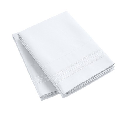 White Hypoallergenic Embroidered Polyester King Pillowcase Set