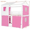 Twin/Full Size Bunk Wood House Bed with Tent, Fun Playhouse Design for Kids - ModernLuxe - 3 of 4
