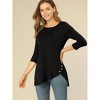 Allegra K Women's 3/4 Sleeve Round Neck Button Decor Casual Stretchy Tunic Tops - 3 of 4