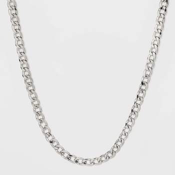 Thin Curb Chain Necklace - A New Day™ Silver