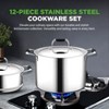 NutriChef 12pc Clad Kitchen Cookware Set with Ceramic Non-Stick Interior - NCSSS12 - 2 of 4