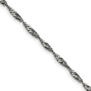 Black Bow Jewelry 3mm Stainless Steel Singapore Chain Necklace - 1 of 4