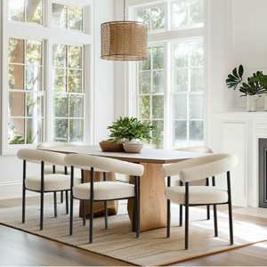 Boucle Dining Chair Set Of 4 Dining Chair Morden Kicten Dining Room Armchairs With Metal Legs For Living Room-Tanpinhause - 1 of 4