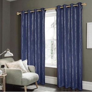 Iceland Metallic Grommet Curtain Panel Navy by RT Designers Collection - 1 of 4