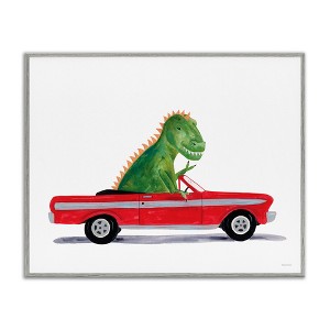 Stupell Industries Dinosaur Monster Sports Car Framed Giclee Art - 1 of 4
