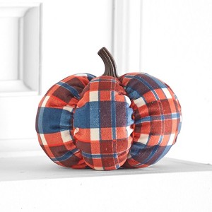 The Lakeside Collection Decorative Harvest Plush Pumpkins - Orange Plaid Small - 1 of 3