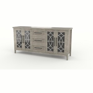Retro Gray TV Cabinet with Printed Glass - 1PC MDF+PB Media Stand for Living Room - 1 of 1