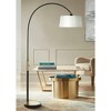Possini Euro Design Modern 80" Tall Standing Floor Lamp Large Arc Metal Matte Black Finish Living Room Bedroom House Reading Organza Silk White Shade - 2 of 4
