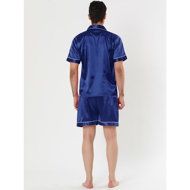 Lars Amadeus Men's Short Sleeve Top and Pants Summer Satin Pajama Sets, 4 of 6