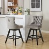 INFURNIC Counter and Bar Stools Swivel Velvet Bar Stool with Button Tufting and Wooden Legs for Kitchen and Home Bar, Gray, 21.5"*19"*38.4" - 4 of 4