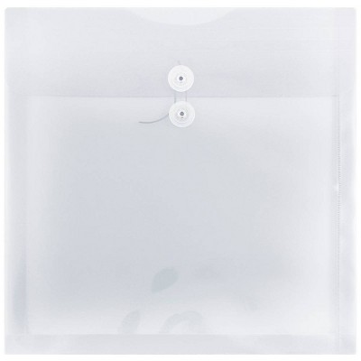  JAM PAPER Plastic Envelopes with Button & String Tie Closure -  Large Square - 13 x 13 - Clear - 12/Pack : Filing Envelopes : Office  Products