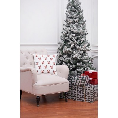 White and Brown Reindeer Christmas Throw Pillow
