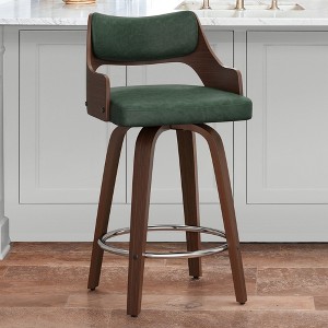Arceso 26" Swivel Counter Height Bar Stools,Mid-Century Wooden Barstools with Backs for Kitchen Restaurant - 1 of 4