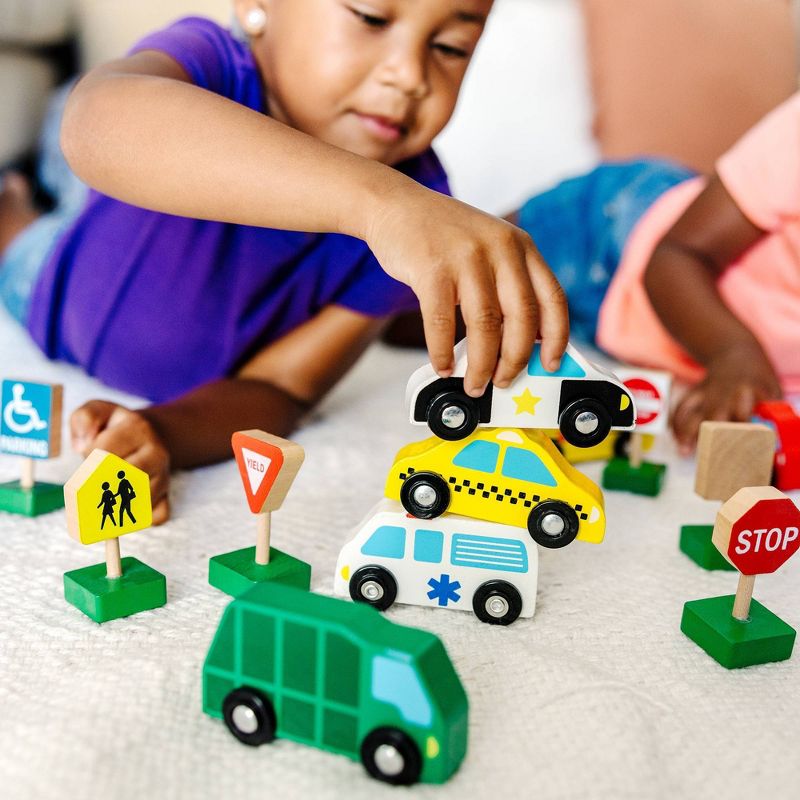 Melissa &#38; Doug Wooden Vehicles and Traffic Signs With 6 Cars and 9 Signs, 3 of 11