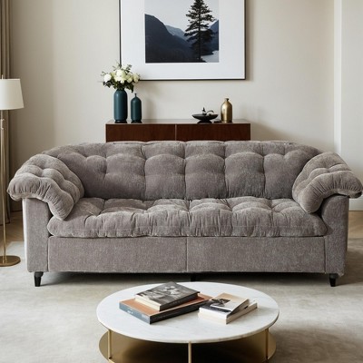 99.2" Chenille Modern Comfort Deep Seat Sofa, Upholstered Fluffy Cloud Sofa Suitable for living rooms - Leovsnove