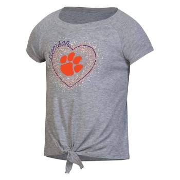 NCAA Clemson Tigers Girls' Gray Tie T-Shirt