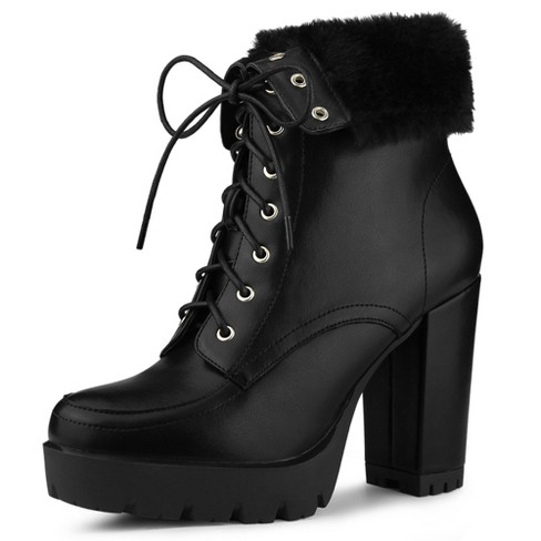 Chunky heeled lace discount up ankle boots